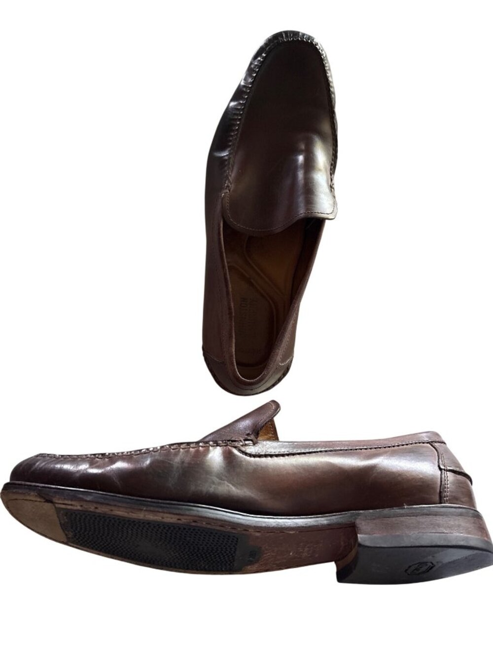 Johnston & Murphy Mens 11M Brown Leather Slip-On Loafers With Vibram Sole Brazil